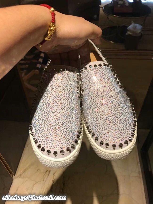 New Style CHRISTIAN LOUBOUTIN Pik Boat glitter leather sneakers CL1050