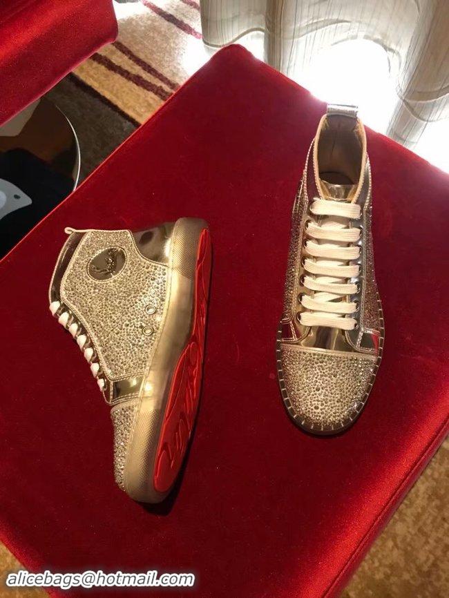 Wholesale Cheap CHRISTIAN LOUBOUTIN Pik Boat glitter leather sneakers CL1051