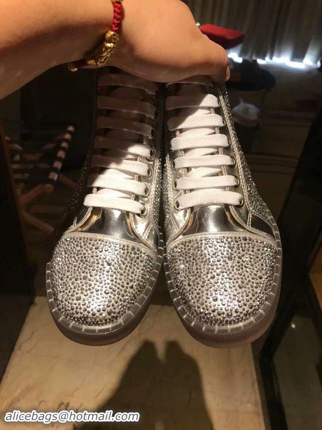 Wholesale Cheap CHRISTIAN LOUBOUTIN Pik Boat glitter leather sneakers CL1051