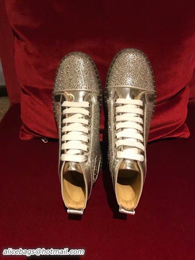 Wholesale Cheap CHRISTIAN LOUBOUTIN Pik Boat glitter leather sneakers CL1051