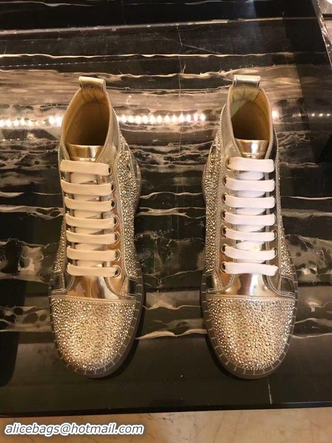 Wholesale Cheap CHRISTIAN LOUBOUTIN Pik Boat glitter leather sneakers CL1051