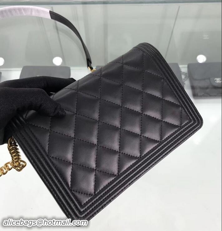 Good Product Chanel Lambskin Boy Wallet On Chain WOC Bag A81969 Black/Gold 2019