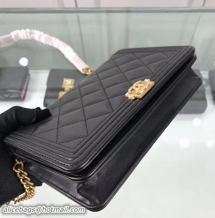 Good Product Chanel Lambskin Boy Wallet On Chain WOC Bag A81969 Black/Gold 2019