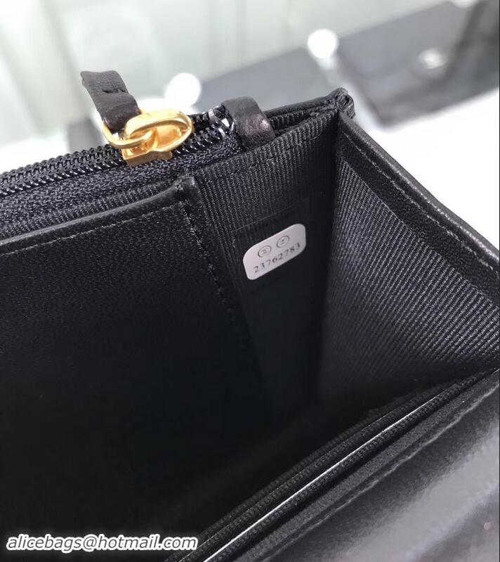 Good Product Chanel Lambskin Boy Wallet On Chain WOC Bag A81969 Black/Gold 2019