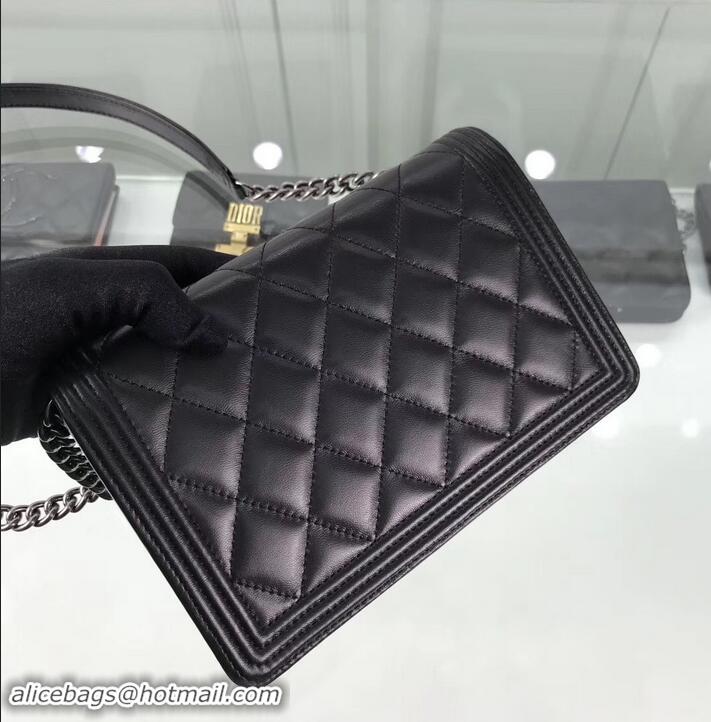 Good Quality Chanel Lambskin Boy Wallet On Chain WOC Bag A81969 Black/Silver 2019