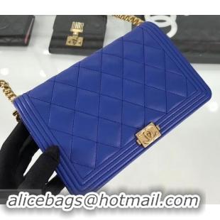 Promotion Chanel Lambskin Boy Wallet On Chain WOC Bag A81969 Blue/Gold 2019