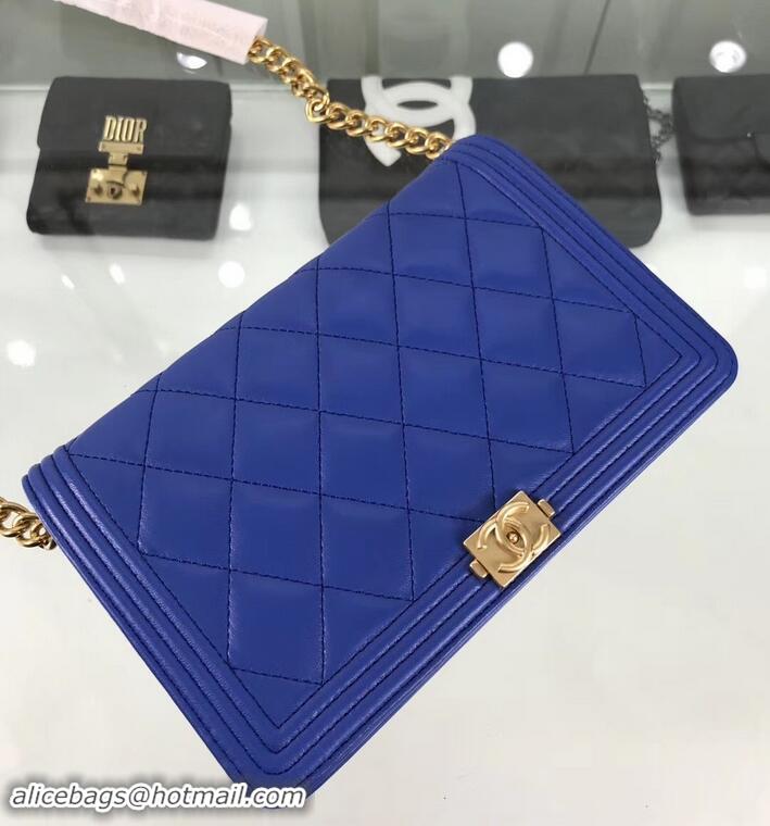 Promotion Chanel Lambskin Boy Wallet On Chain WOC Bag A81969 Blue/Gold 2019