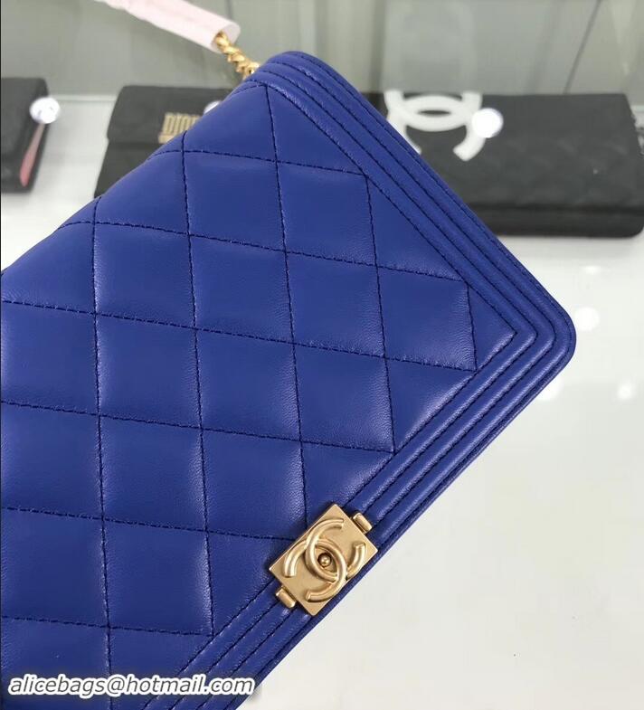 Promotion Chanel Lambskin Boy Wallet On Chain WOC Bag A81969 Blue/Gold 2019