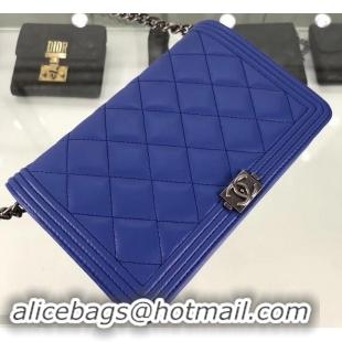 Affordable Price Chanel Lambskin Boy Wallet On Chain WOC Bag A81969 Blue/Silver 2019