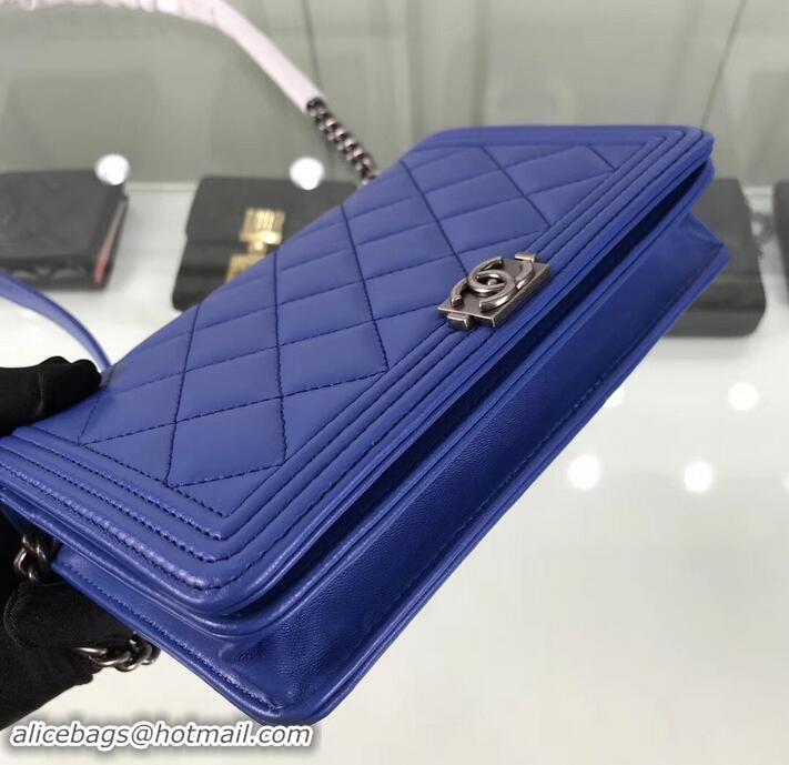 Affordable Price Chanel Lambskin Boy Wallet On Chain WOC Bag A81969 Blue/Silver 2019