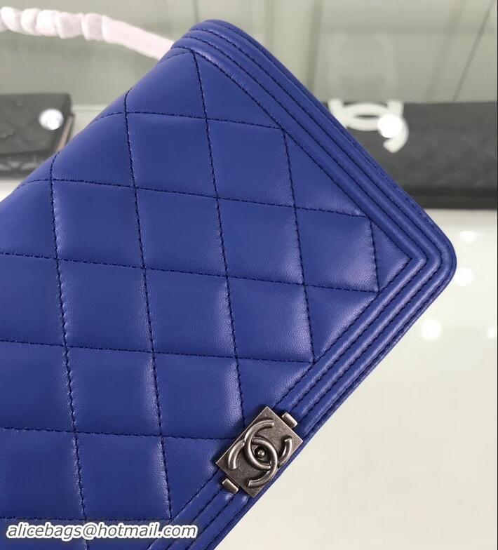 Affordable Price Chanel Lambskin Boy Wallet On Chain WOC Bag A81969 Blue/Silver 2019