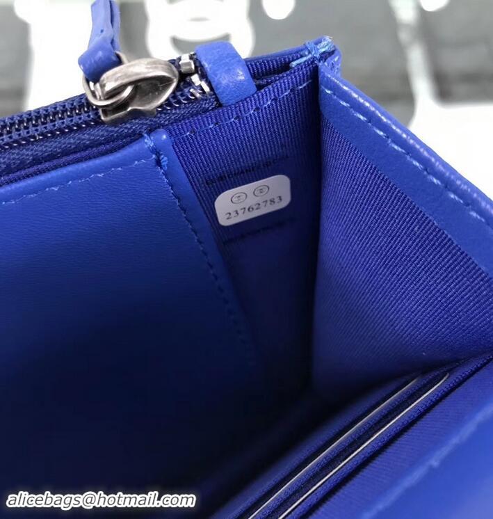 Affordable Price Chanel Lambskin Boy Wallet On Chain WOC Bag A81969 Blue/Silver 2019