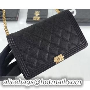 Best Luxury Chanel Caviar Leather Boy Wallet On Chain WOC Bag A81969 Black 2019