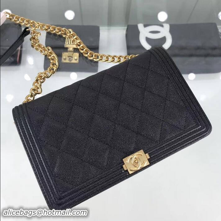 Best Luxury Chanel Caviar Leather Boy Wallet On Chain WOC Bag A81969 Black 2019