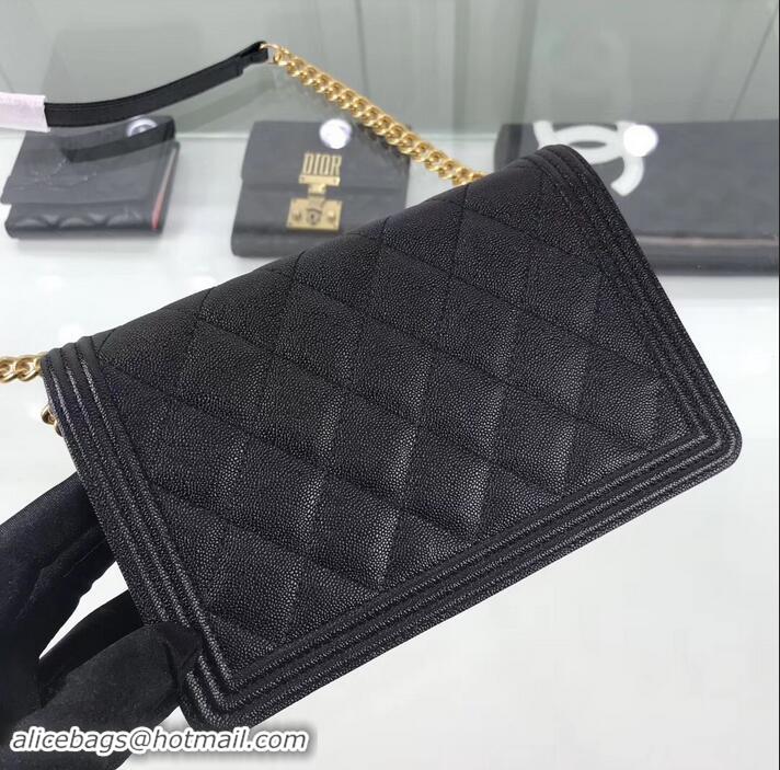 Best Luxury Chanel Caviar Leather Boy Wallet On Chain WOC Bag A81969 Black 2019