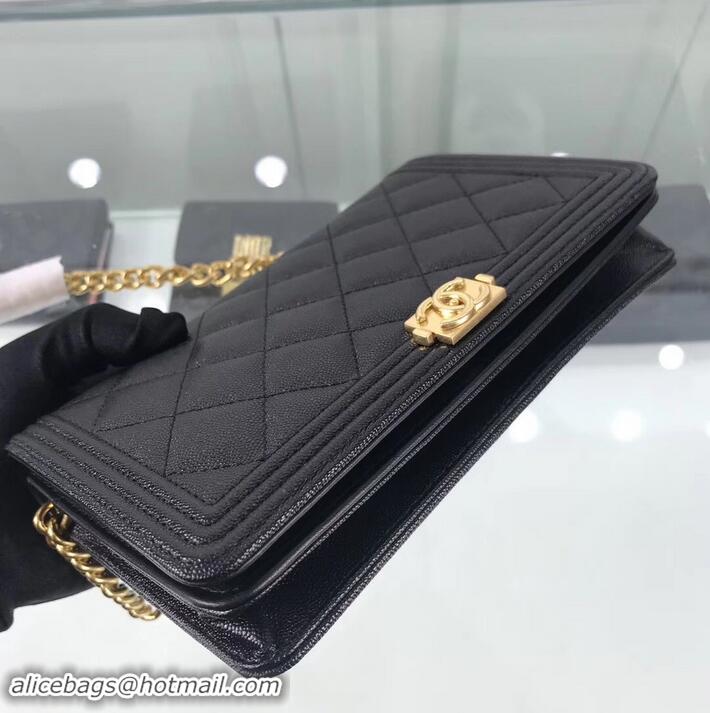 Best Luxury Chanel Caviar Leather Boy Wallet On Chain WOC Bag A81969 Black 2019