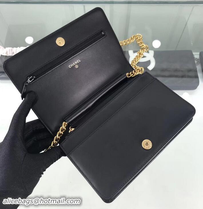 Best Luxury Chanel Caviar Leather Boy Wallet On Chain WOC Bag A81969 Black 2019