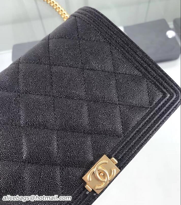 Best Luxury Chanel Caviar Leather Boy Wallet On Chain WOC Bag A81969 Black 2019