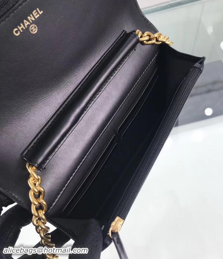 Best Luxury Chanel Caviar Leather Boy Wallet On Chain WOC Bag A81969 Black 2019