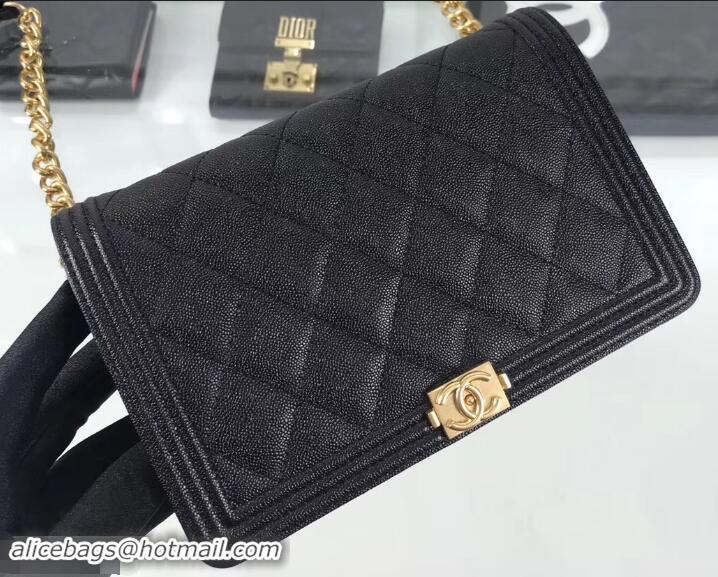 Best Luxury Chanel Caviar Leather Boy Wallet On Chain WOC Bag A81969 Black 2019