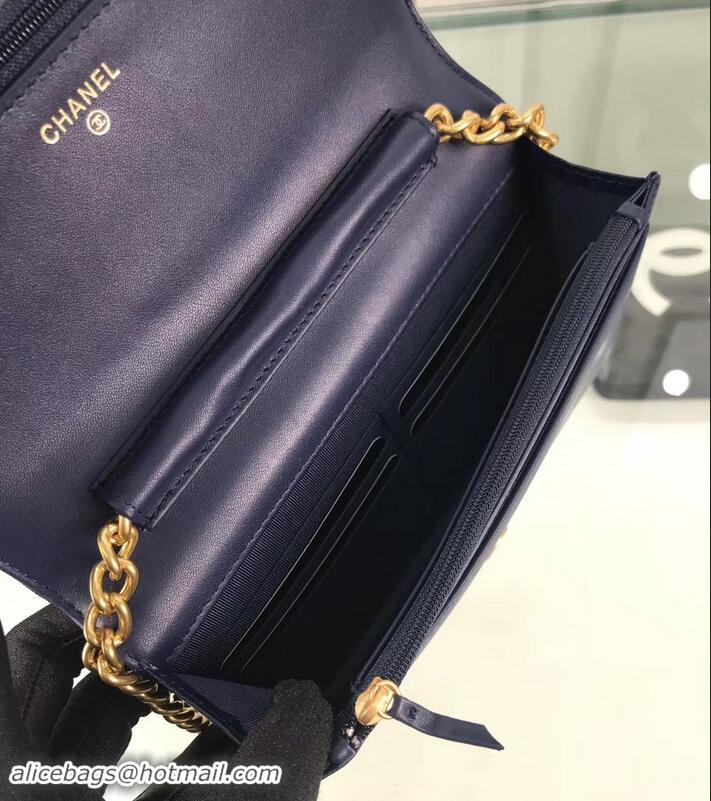 Discount Chanel Caviar Leather Boy Wallet On Chain WOC Bag A81969 Navy Blue 2019