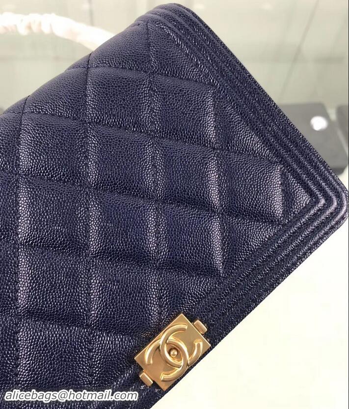 Discount Chanel Caviar Leather Boy Wallet On Chain WOC Bag A81969 Navy Blue 2019