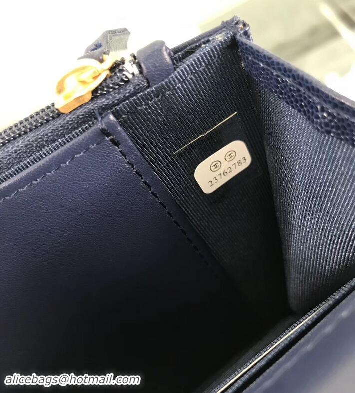 Discount Chanel Caviar Leather Boy Wallet On Chain WOC Bag A81969 Navy Blue 2019