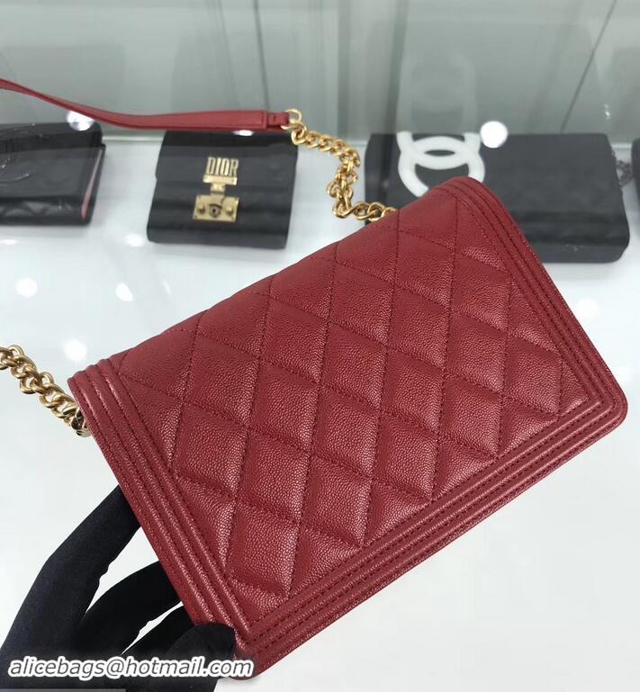 Best Price Chanel Caviar Leather Boy Wallet On Chain WOC Bag A81969 Red 2019