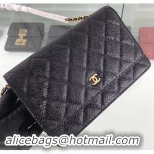 Best Price Chanel Caviar Leather Wallet On Chain WOC Bag A33814 Black 2019