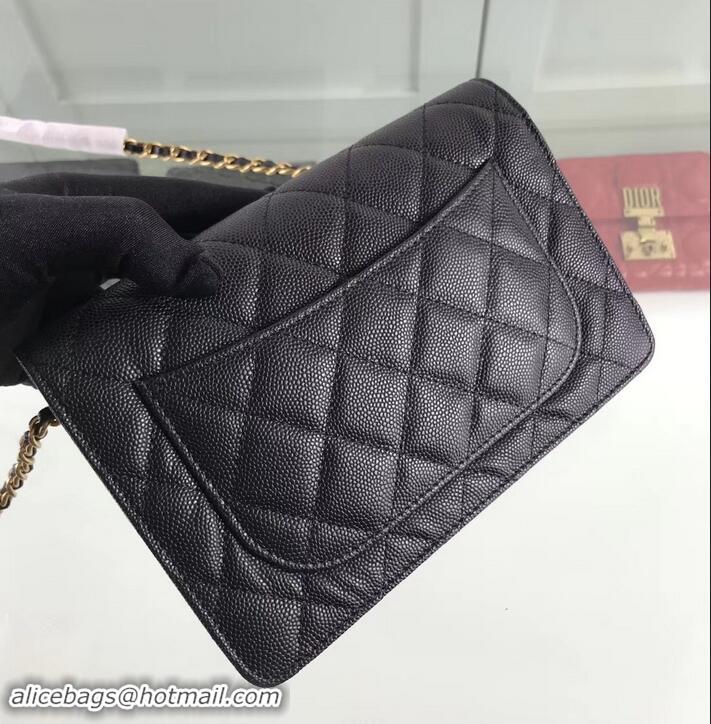 Best Price Chanel Caviar Leather Wallet On Chain WOC Bag A33814 Black 2019