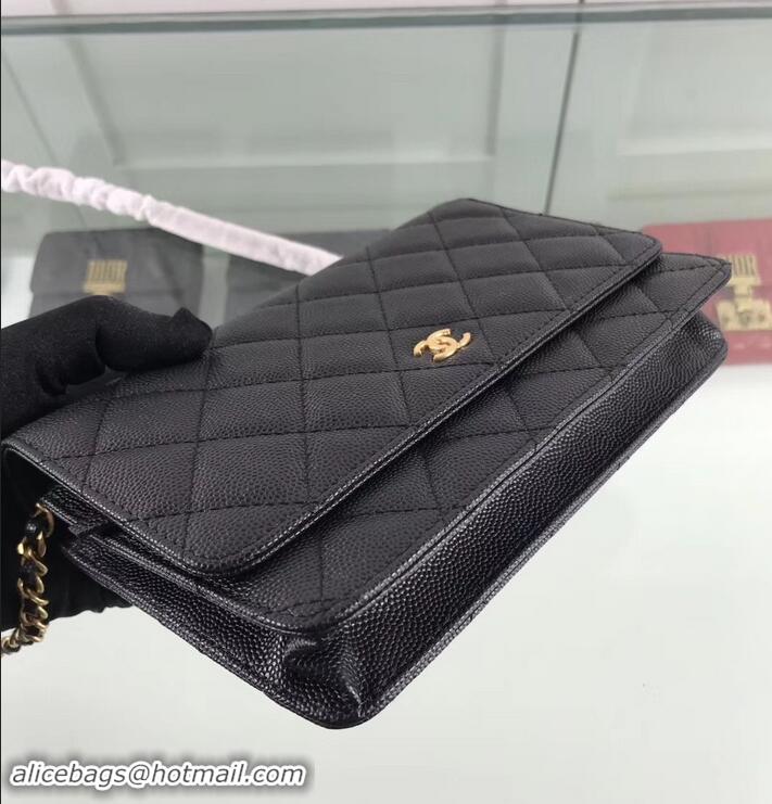 Best Price Chanel Caviar Leather Wallet On Chain WOC Bag A33814 Black 2019