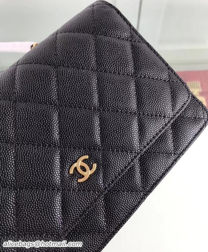 Best Price Chanel Caviar Leather Wallet On Chain WOC Bag A33814 Black 2019