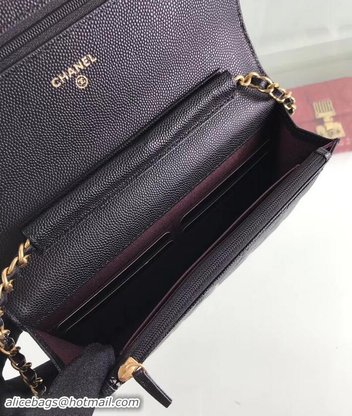 Best Price Chanel Caviar Leather Wallet On Chain WOC Bag A33814 Black 2019