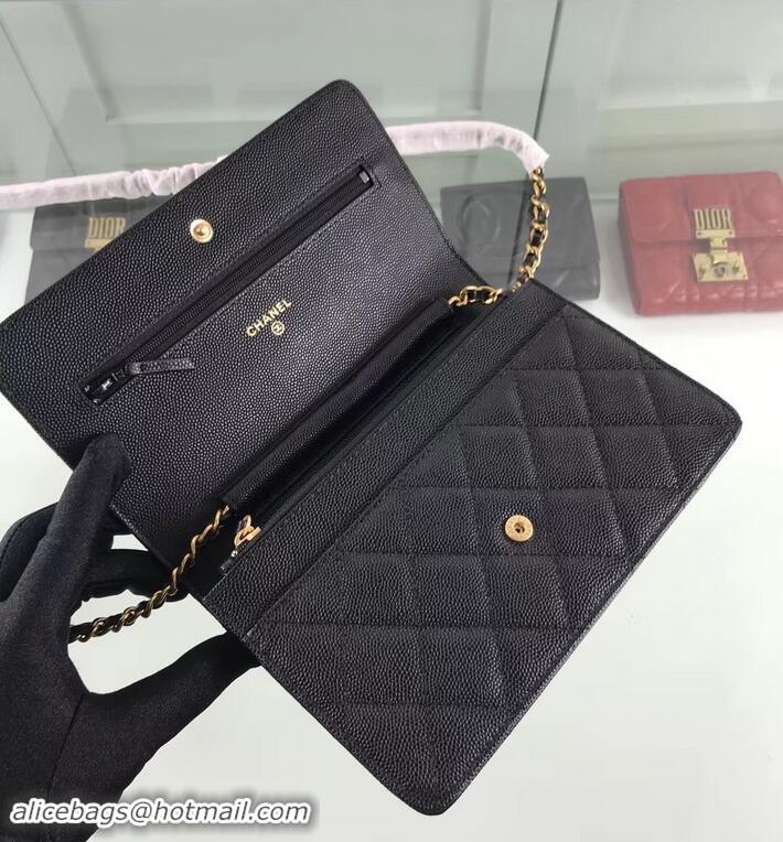 Best Price Chanel Caviar Leather Wallet On Chain WOC Bag A33814 Black 2019