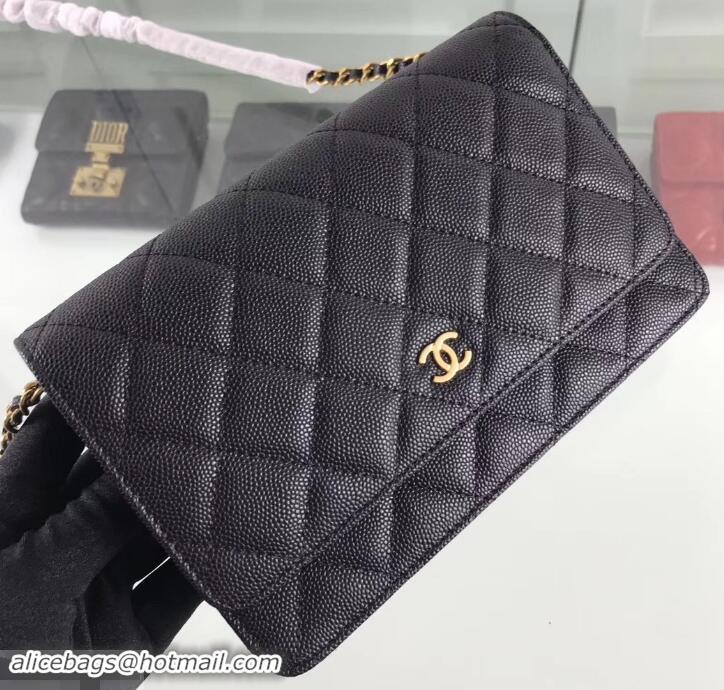 Best Price Chanel Caviar Leather Wallet On Chain WOC Bag A33814 Black 2019