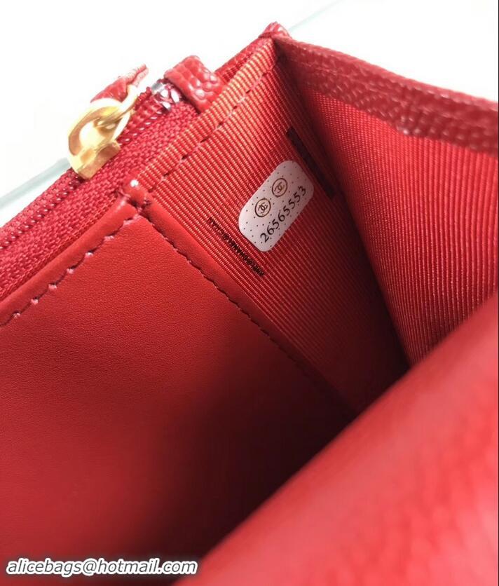 Best Quality Chanel Caviar Leather Wallet On Chain WOC Bag A33814 Red 2019