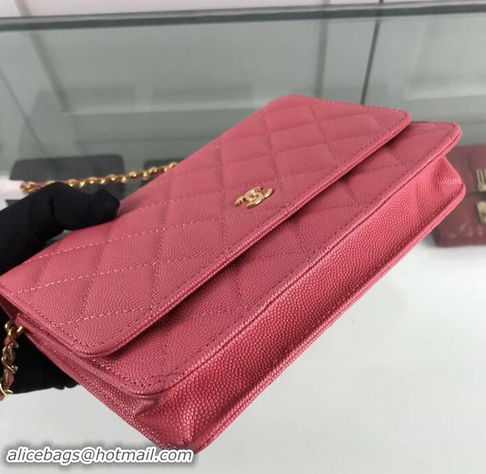 Discount Chanel Caviar Leather Wallet On Chain WOC Bag A33814 Dark Pink 2019