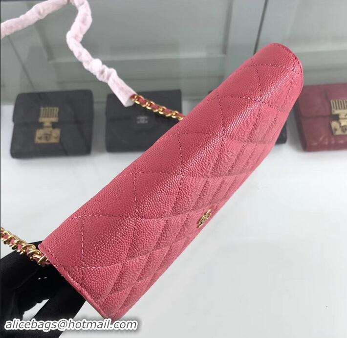 Discount Chanel Caviar Leather Wallet On Chain WOC Bag A33814 Dark Pink 2019