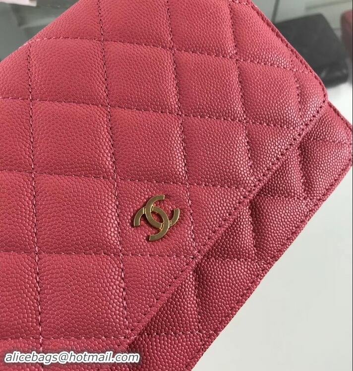 Discount Chanel Caviar Leather Wallet On Chain WOC Bag A33814 Dark Pink 2019