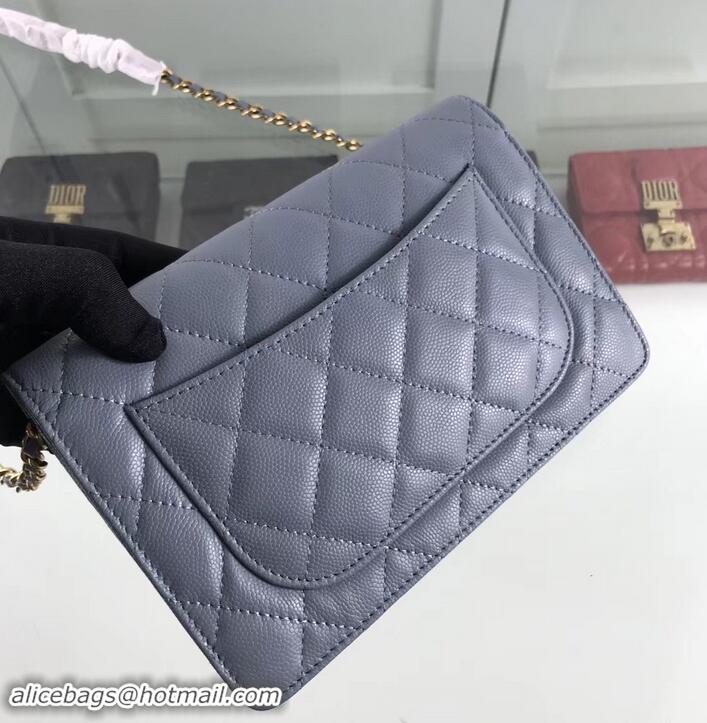 Luxury Chanel Caviar Leather Wallet On Chain WOC Bag A33814 Gray 2019