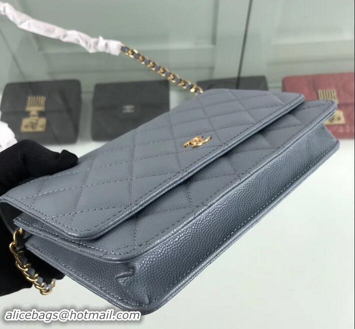 Luxury Chanel Caviar Leather Wallet On Chain WOC Bag A33814 Gray 2019