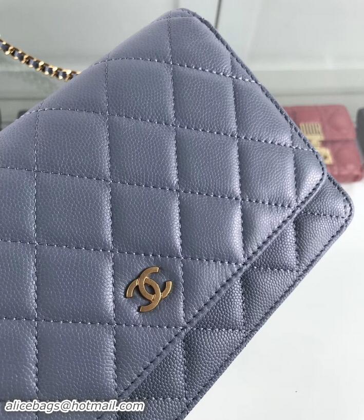 Luxury Chanel Caviar Leather Wallet On Chain WOC Bag A33814 Gray 2019