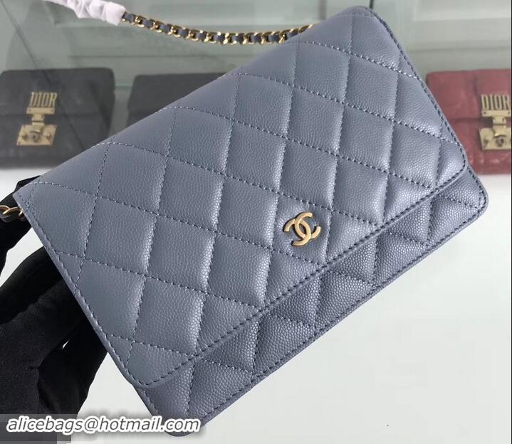 Luxury Chanel Caviar Leather Wallet On Chain WOC Bag A33814 Gray 2019