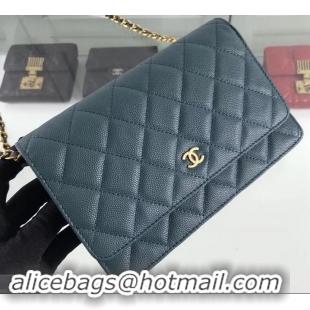 Luxury Chanel Caviar Leather Wallet On Chain WOC Bag A33814 Light Lake Green 2019