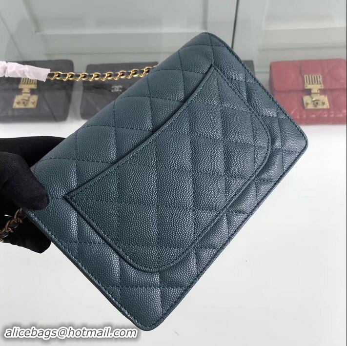 Luxury Chanel Caviar Leather Wallet On Chain WOC Bag A33814 Light Lake Green 2019