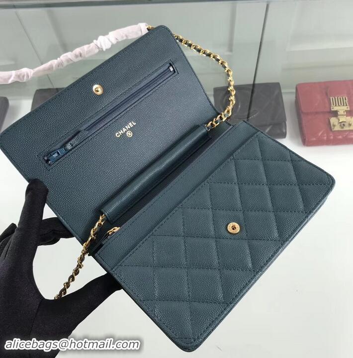 Luxury Chanel Caviar Leather Wallet On Chain WOC Bag A33814 Light Lake Green 2019