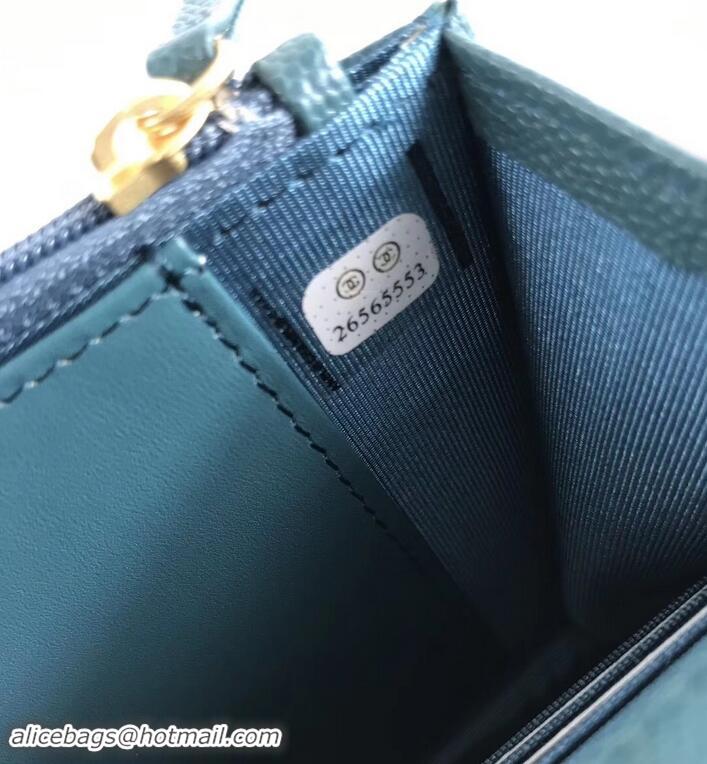 Luxury Chanel Caviar Leather Wallet On Chain WOC Bag A33814 Light Lake Green 2019