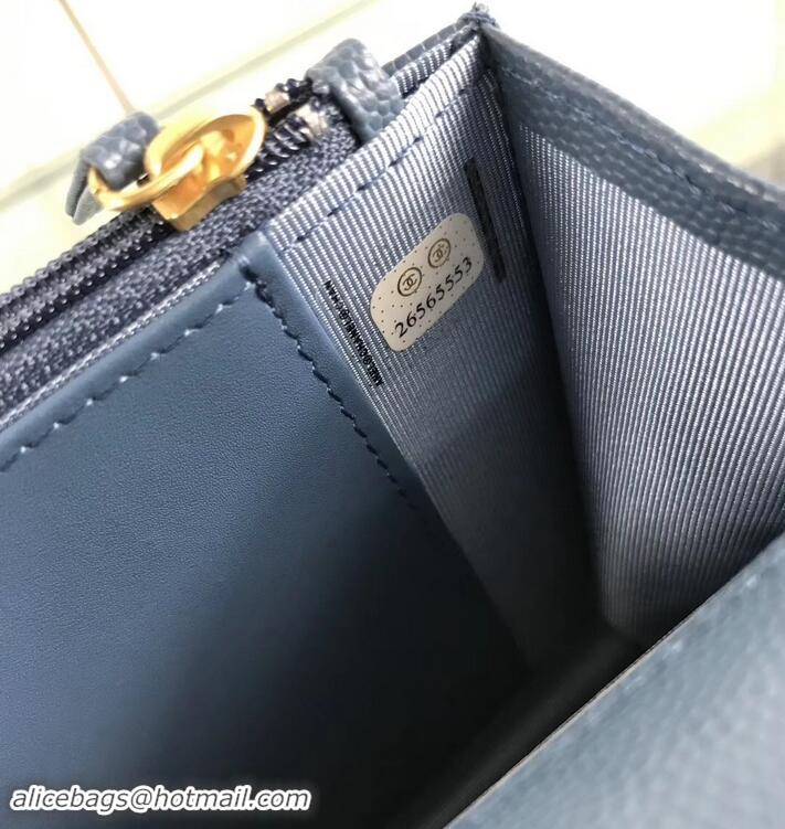 Sophisticated Chanel Caviar Leather Wallet On Chain WOC Bag A33814 Blue 2019