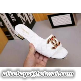 Top Sell Chanel Slipper Leather CH2092 White