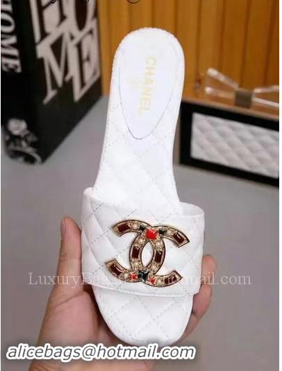 Top Sell Chanel Slipper Leather CH2092 White